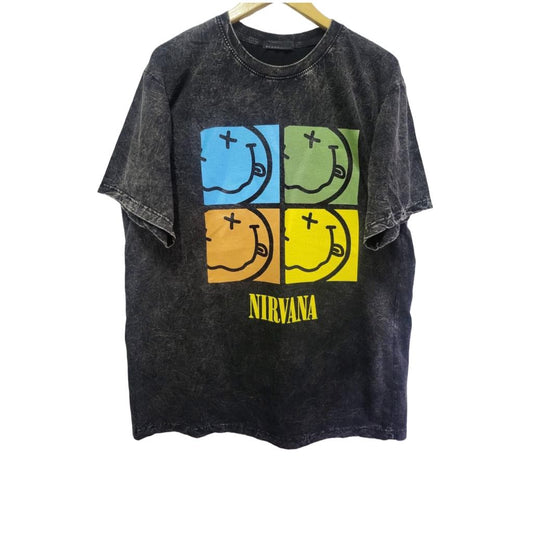 N!RVANA Smiley Acidwashed Shirt
