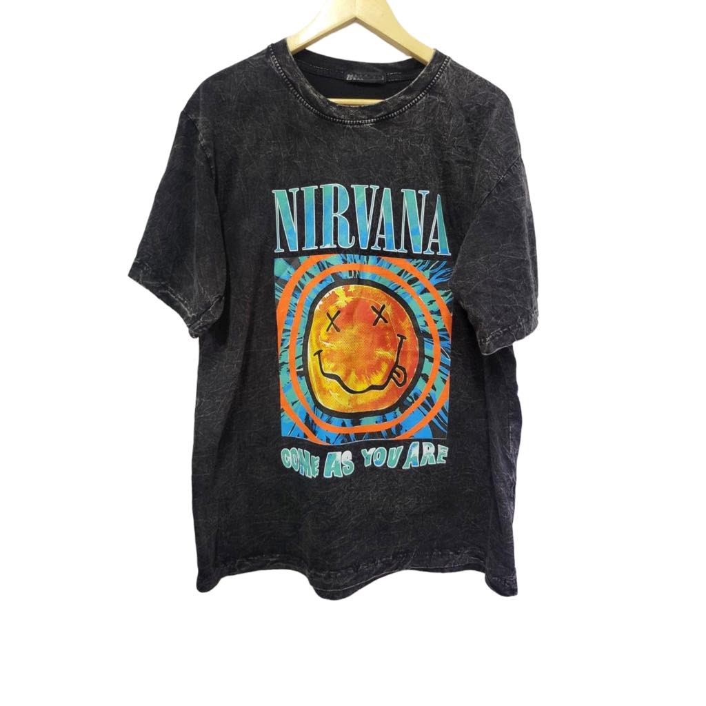 N!RVANA Smiley Acidwashed Shirt